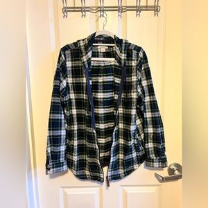LL Bean Hooded Flannel Zip Up